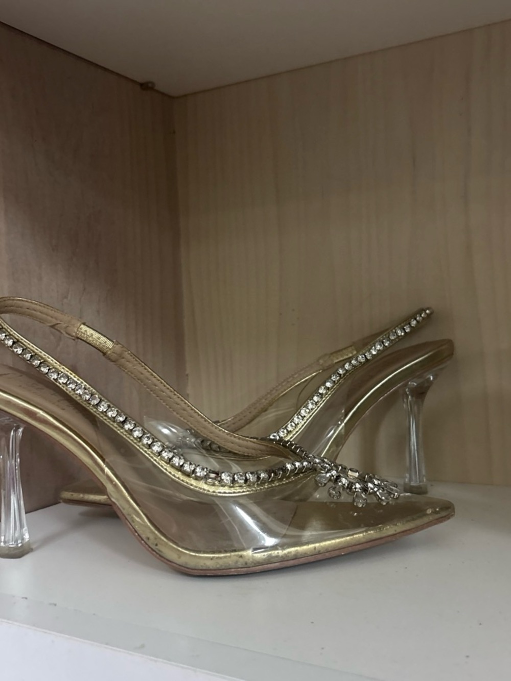 Amazon Gold Rhinestone Slingback Heels - Picture 3 of 3